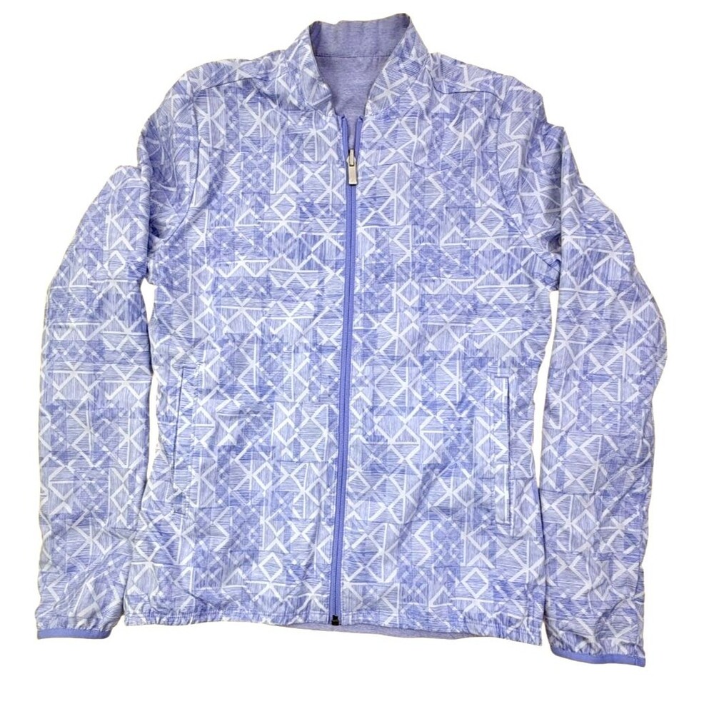 Adidas Reversible Windbreaker Jacket Geometric Print Lavender Purple Small